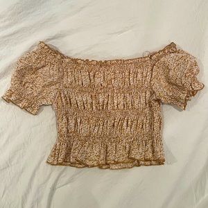 Endless Blu crop top - brown/gold floral pattern